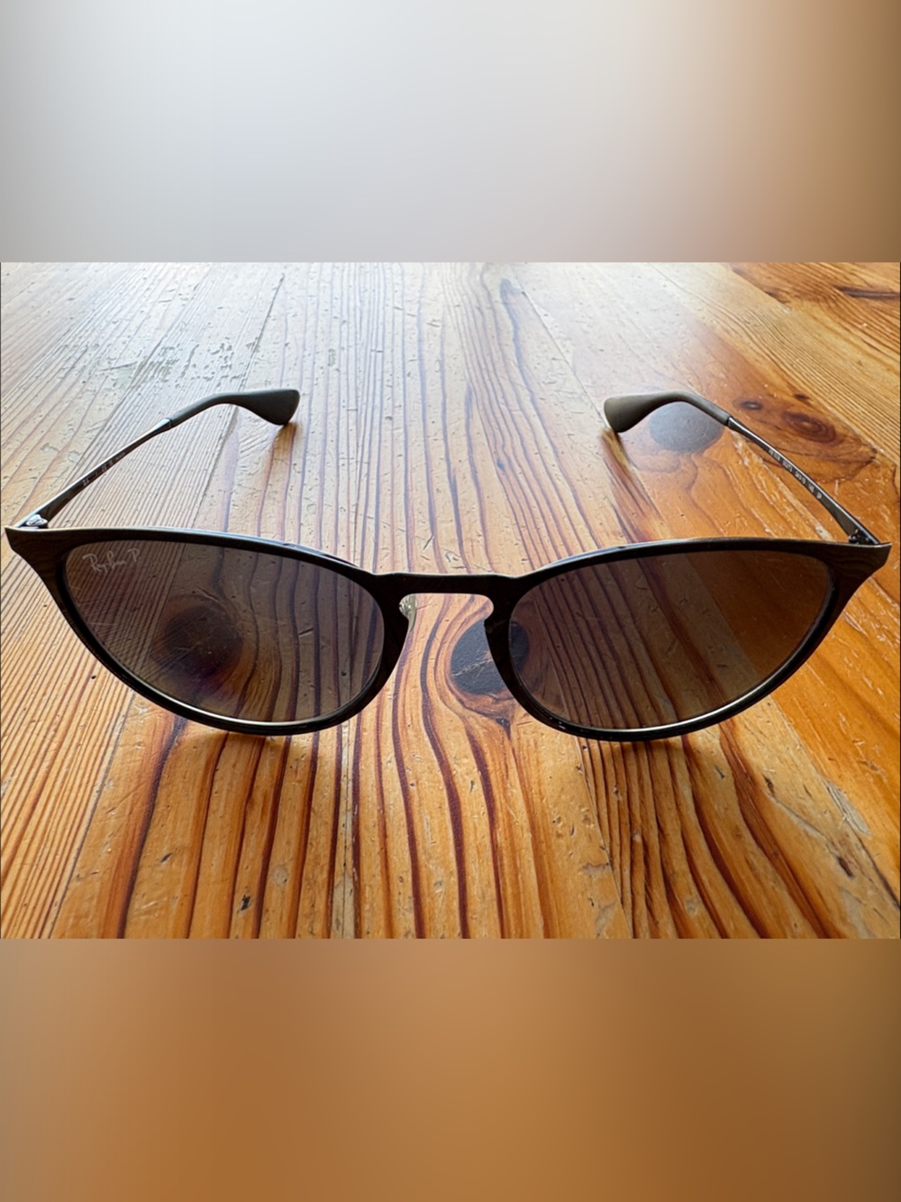 Ray-Ban Erica Polarized Black Frame Sunglasses with black/gray lens